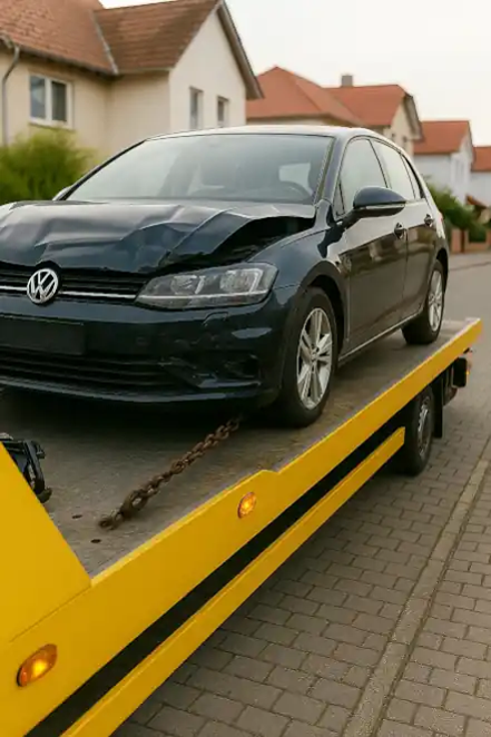 Ein defektes Fahrzeug wird für den Autoankauf in Hamm professionell abgeschleppt.